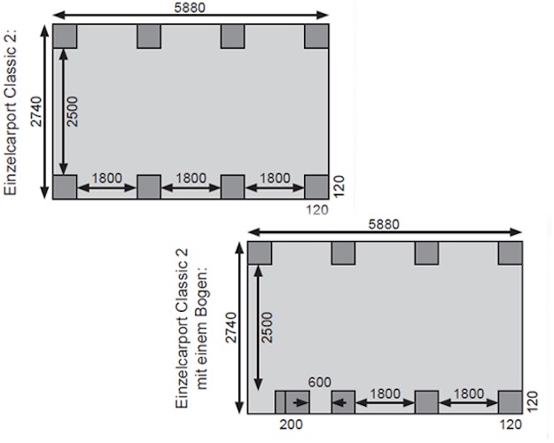 Karibu Carport Einzelcarport Classic Einzel 2 - kesseldruckimprägniert
