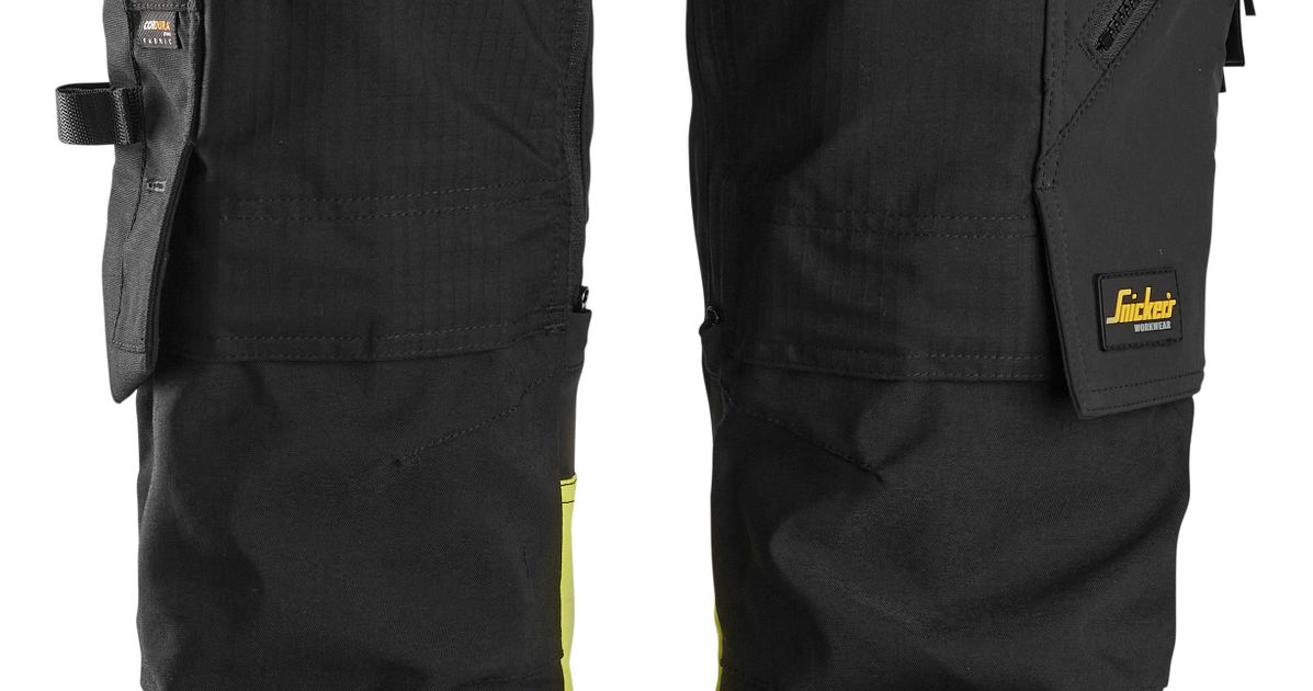 Snickers 6931 FlexiWork Hi-Vis Arbeitshose – Mit Holstertaschen, CL1, Warnschutz
