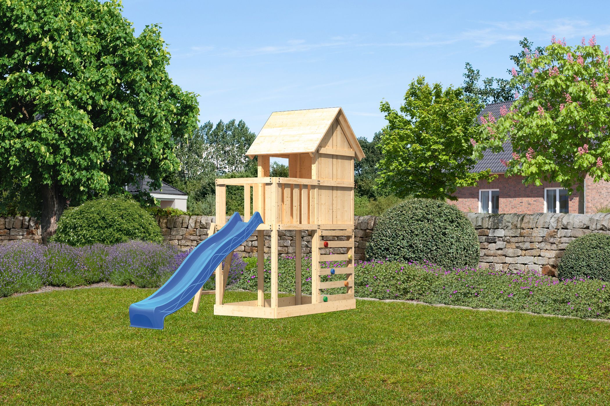 Akubi Stelzenhaus Frieda mit Wellenrutsche und Kletterwand