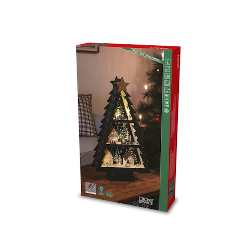 Konstsmide Weihnachtsbeleuchtung LED Holzsilhouette Weihnachtsbaum, batteriebetrieben