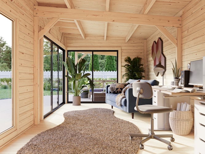 Palmako Gartenhaus Andrea 21,1 + 7,9 m² Slide Plus - 44 mm