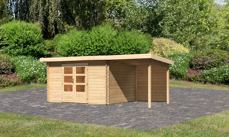 Karibu Woodfeeling Gartenhaus Bastrup 7 naturbelassen - 28 mm