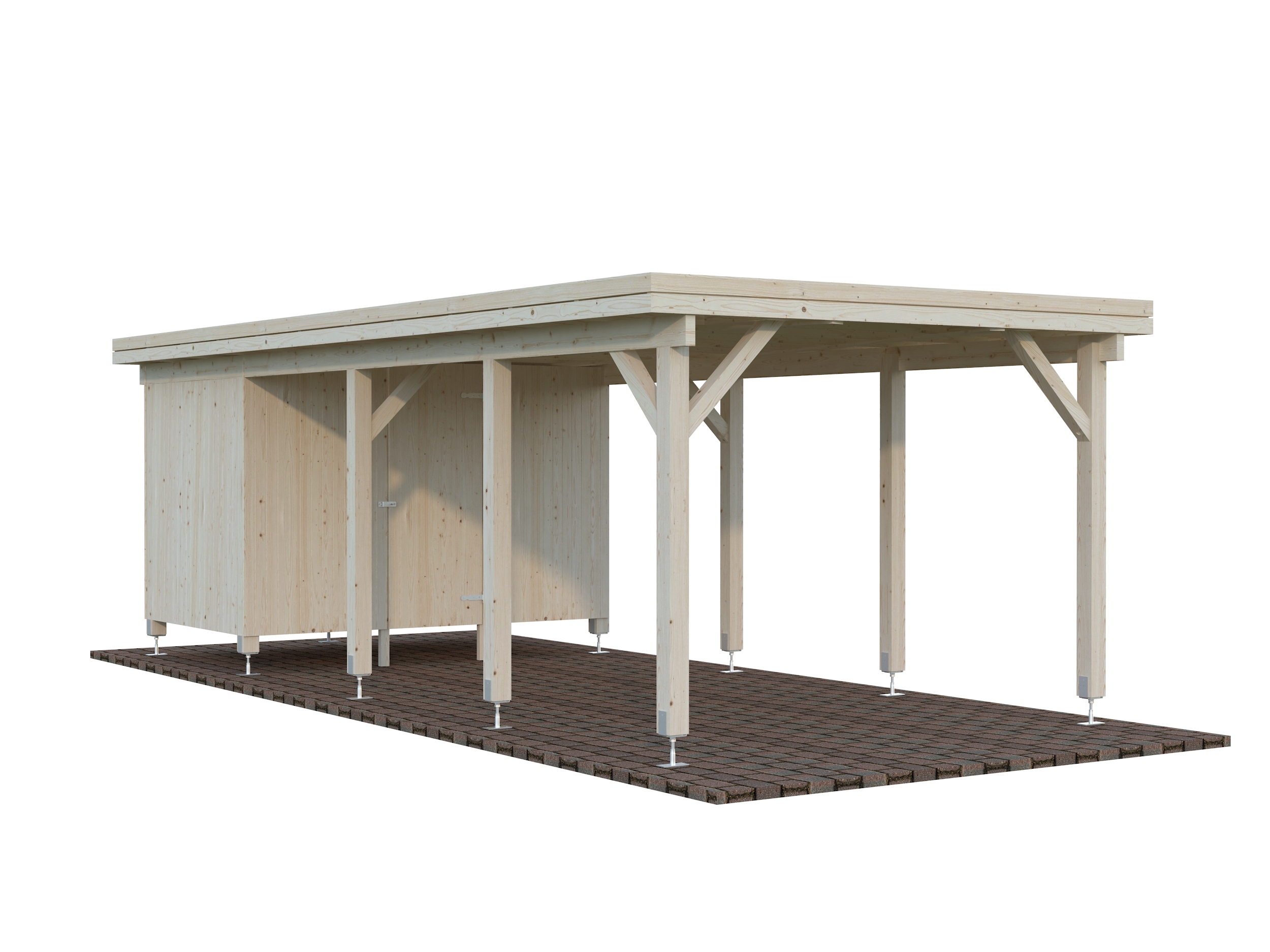 Palmako Carport Karl 23,1 m² mit Geräteraum - naturbelassen