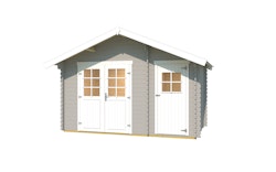 Weka Gartenhaus 253 hellgrau/weiß - 28 mm Gartenhaus 253 Gr. 1 (370 x 200 cm) - 50 % Rabatt auf Dacheindeckung