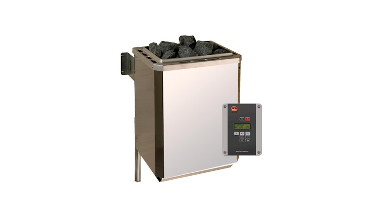 Weka Premium Massivholzsauna Turku 1 Sparset 1 inkl. 7,5 kW Ofen und Leuchtenset - 45 mm - "Alles dabei"