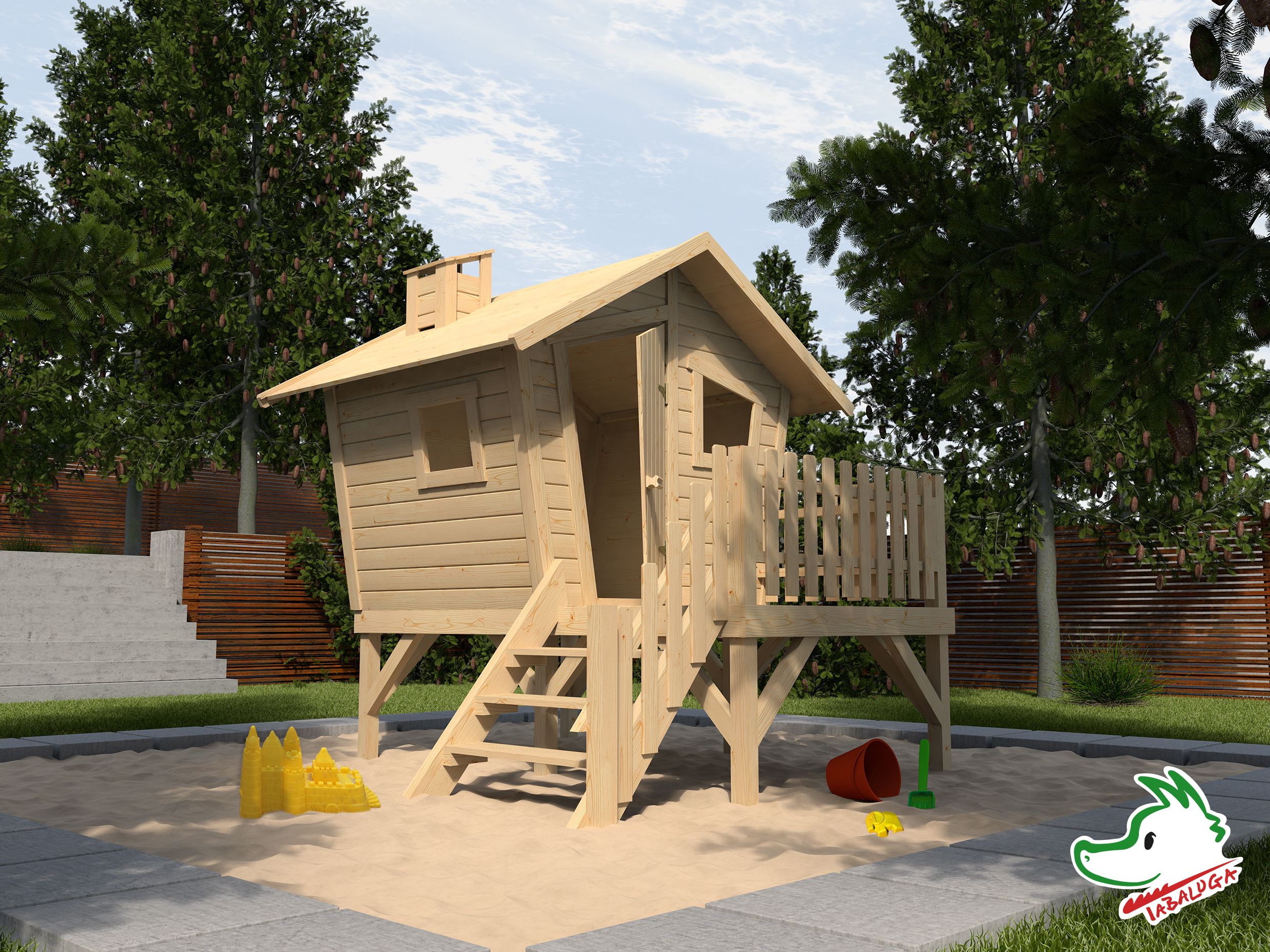Weka Tabaluga Kinderspielhaus Lotti mit Treppe und Terrasse
