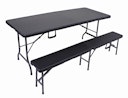 Vorschaubild Garden Pleasure Gartenmöbel Set VENTANA, Klapptisch 180 x 74 cm + 2 Klappbänke, Stahl Dunkelgrau / Kunststoff Schwarz