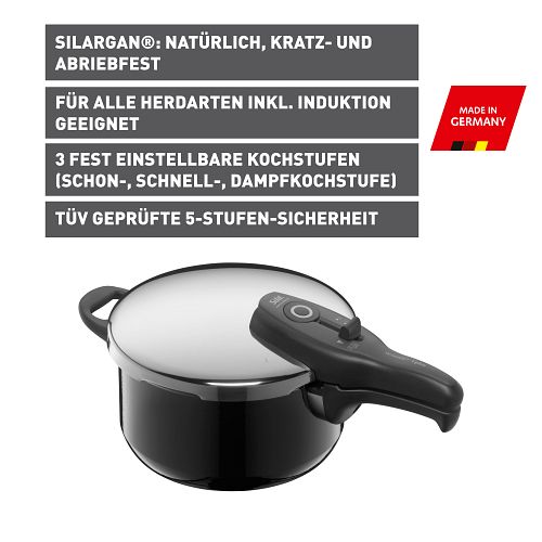 Silit Silargan® Sicomatic t-Plus Schnellkochtopf 4,5 l, Black