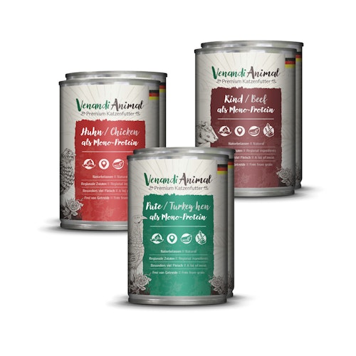 Venandi Animal 6x400g Mix-Paket Katzennassfutter
