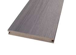 GroJa QUATTRO Massiv Terrassendiele Steingrau + Walnuss beidseitig Holzstruktur 4 Meter - Abverkauf