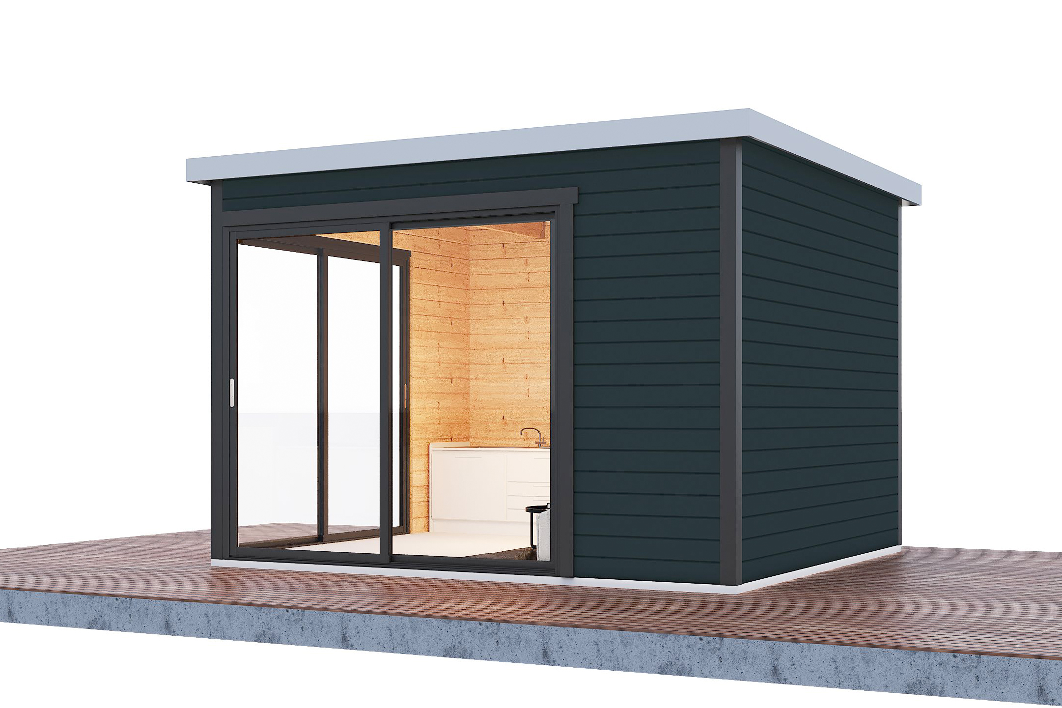 Wolff Finnhaus Gartenhaus Starla 3232 mit 2 Schiebetüren anthrazit