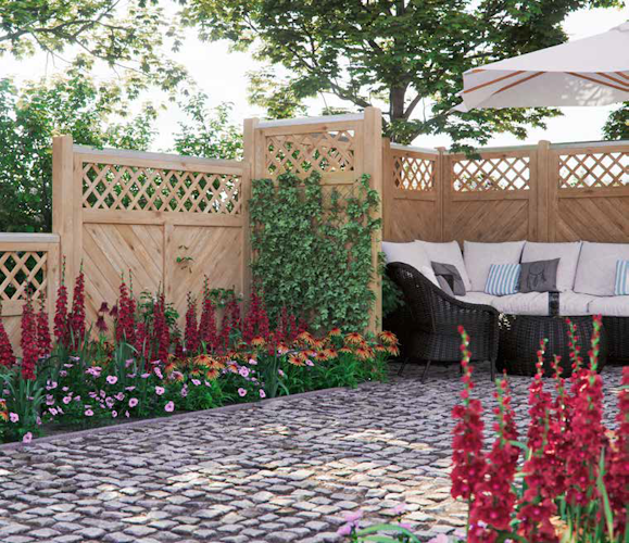 T&J SKAGEN RANK Sichtschutzzaun Lärche 1800 x 1800 mm