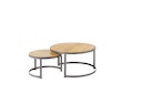 Vorschaubild Diamond Garden 2er Set Loungetische NESTED rund, Edelstahl Dunkelgrau / Premium Teak