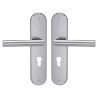 Griffwerk TITANO Schild SB_884 ES1 (S2) -Edelstahl matt Schutzbeschlag-Set -Drücker/Drücker -mit Griff LUCIA PROF EM -Dr/Dr, ZA, 92mm -TS 60-80