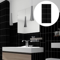 Revét Vinyl Wandfliese Butcherblock Schwarz Hochglanz 120 x 60 cm