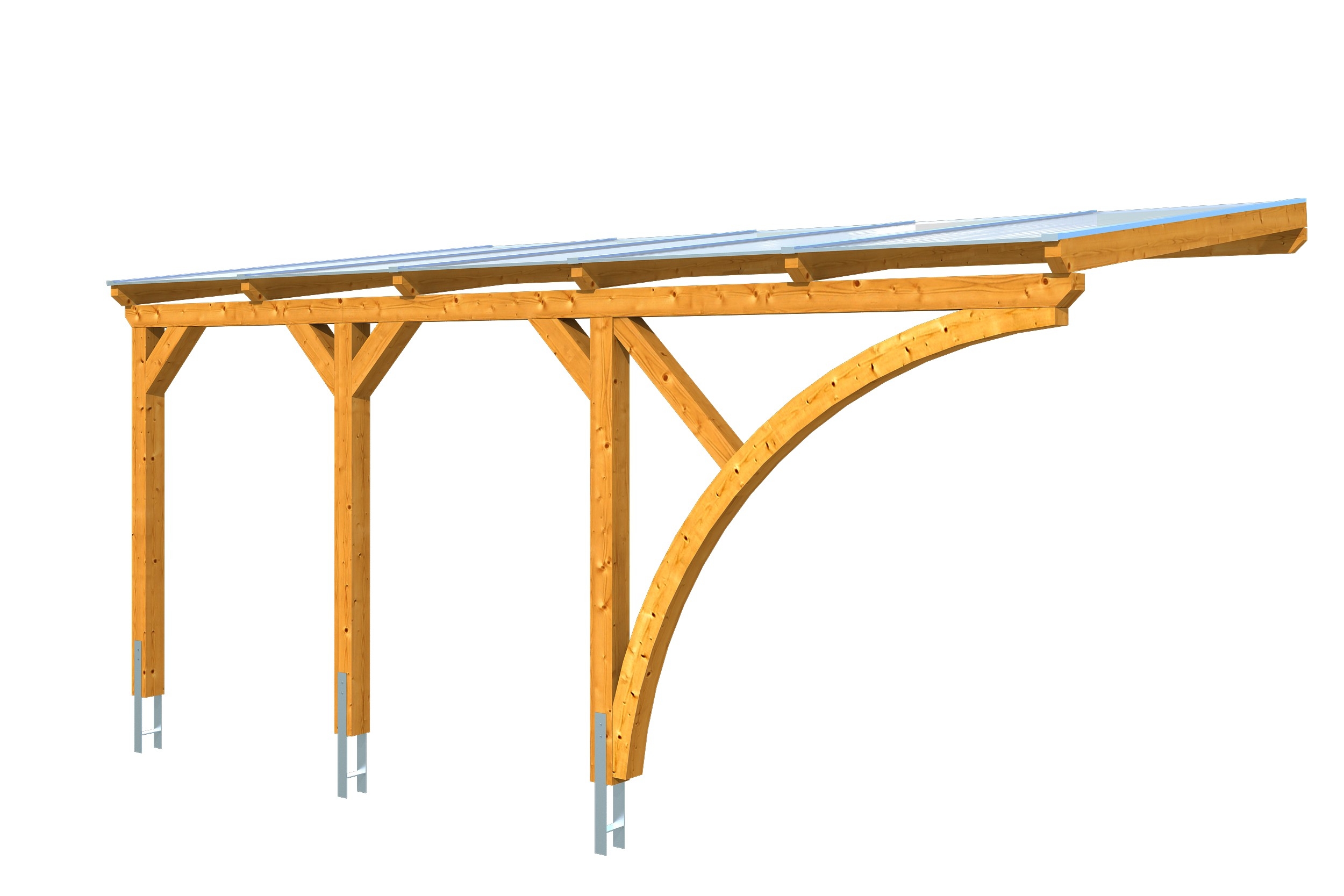 Skan Holz Wandanbau-Carport Eifel mit Einfahrtsbogen 300 x 541 cm-eiche hell Holzcarport