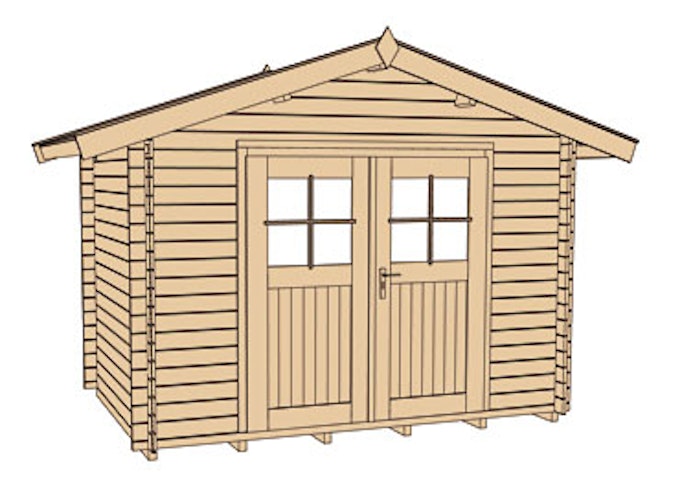 Weka 28 mm Gartenhaus Premium 28 mit Vordach (20 cm)