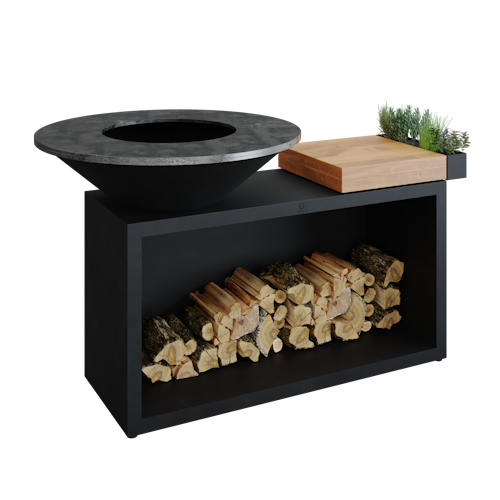 OFYR Plancha Grill Island Black 100 Teakholz