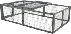 Freilaufgehege mit Abdeckung, Holz, 174 × 48 × 109 cm, grau
