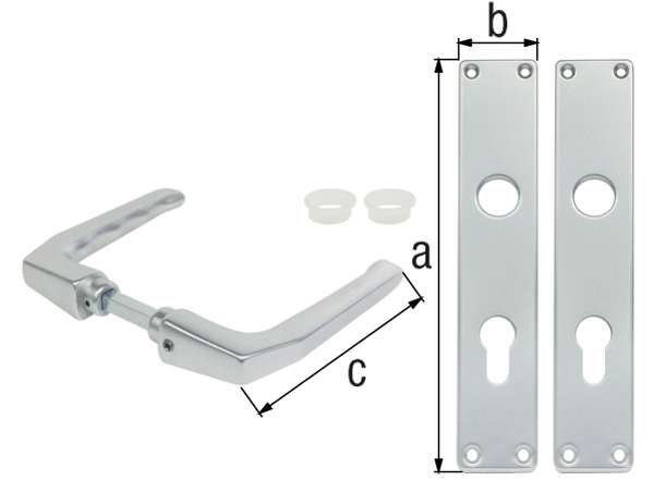 Alberts® Türdrücker für Einsteckschlösser,ein Paar,Alu silberfarbig eloxiert,PZ,220x40 mm