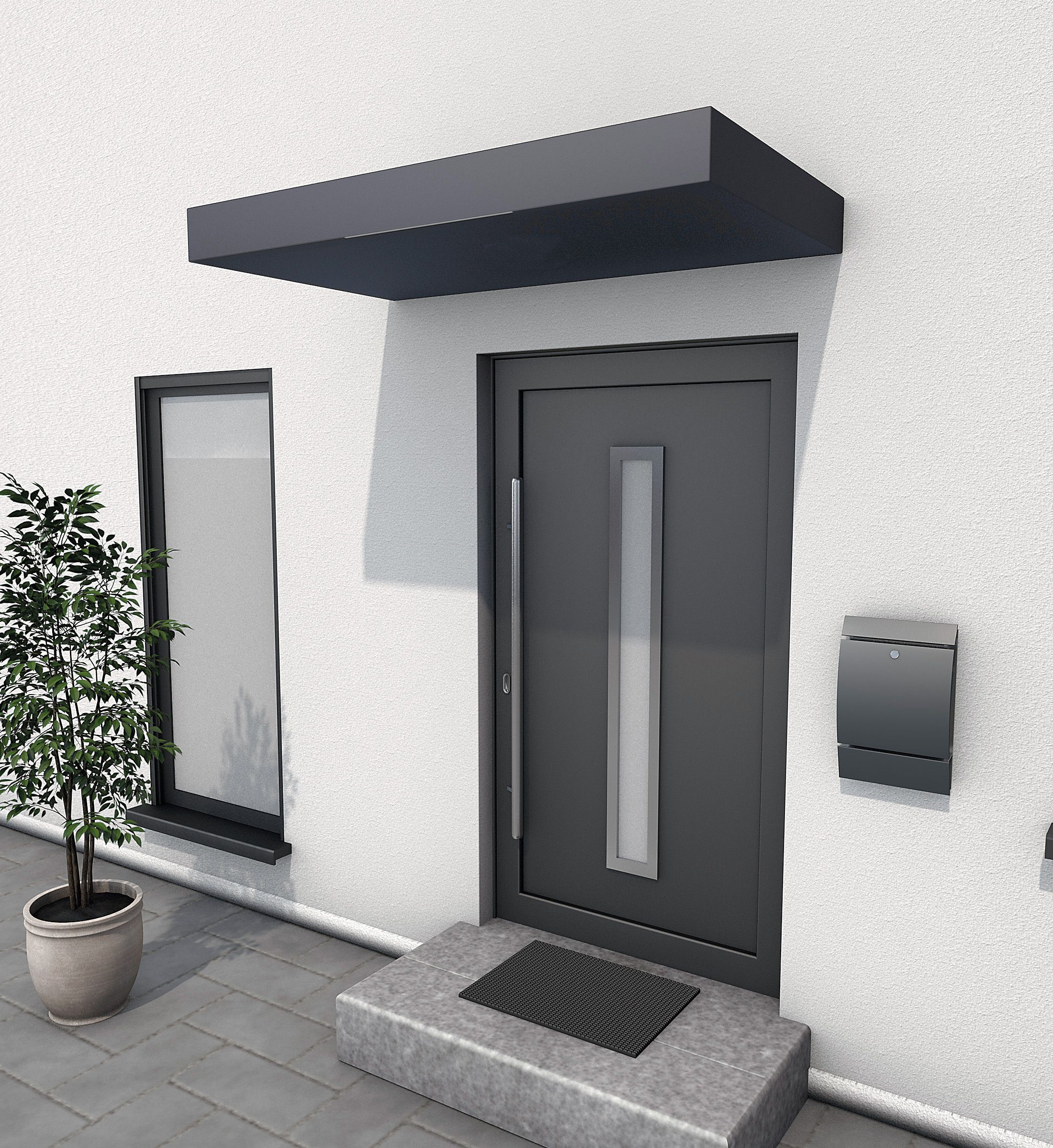 Gutta Rechteckvordach BS 160 in kubischem Design (Restposten in Farbe DB703 FS)