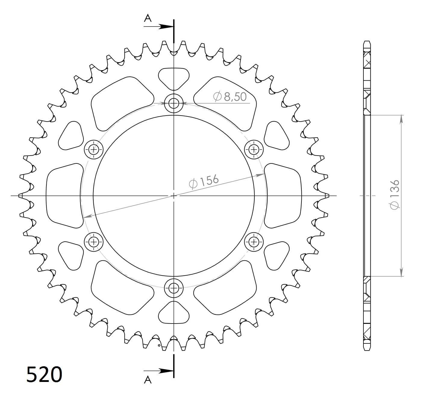 Supersprox Alu-Kettenrad 520 52Z (Gold)