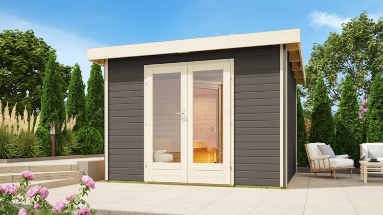 Karibu Saunahaus Mainburg 1 mit Vorraum - 38 mm inkl. gratis Sauna-Zubehörset im Wert von 234,94 €