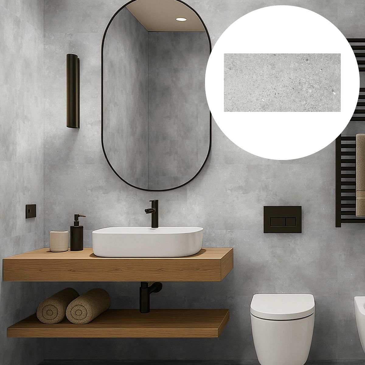 Revét Vinyl Wandfliese Concrete Matt 60 x 30 cm