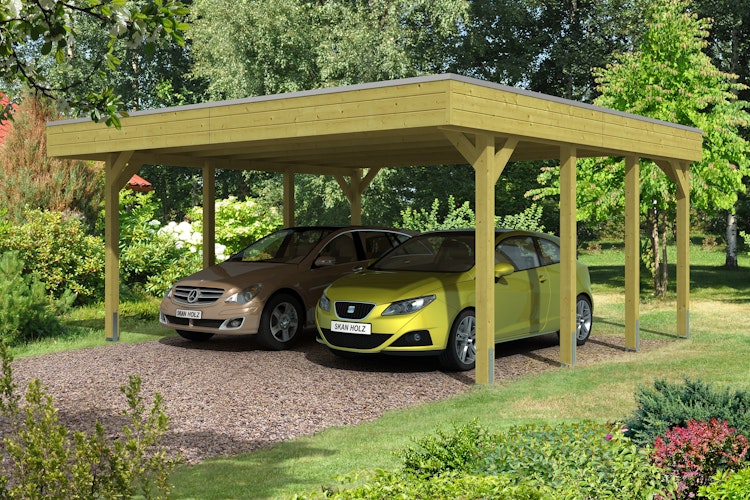 Skan Holz Friesland - Flachdach Doppelcarport Profil - Breite 557 cm Nadelholz