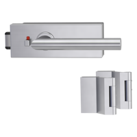 Griffwerk PURISTO S -Edelstahl matt Ganzglastürbeschlagset -3-teiliger Bandsatz -mit Griff VIVIA -EM -smart2lock