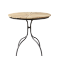 Cinas Balkon-Set ELLEN / PARC, Kaffeetisch Ø 80 cm + 2 Sessel, Aluminium Anthrazit / Teak