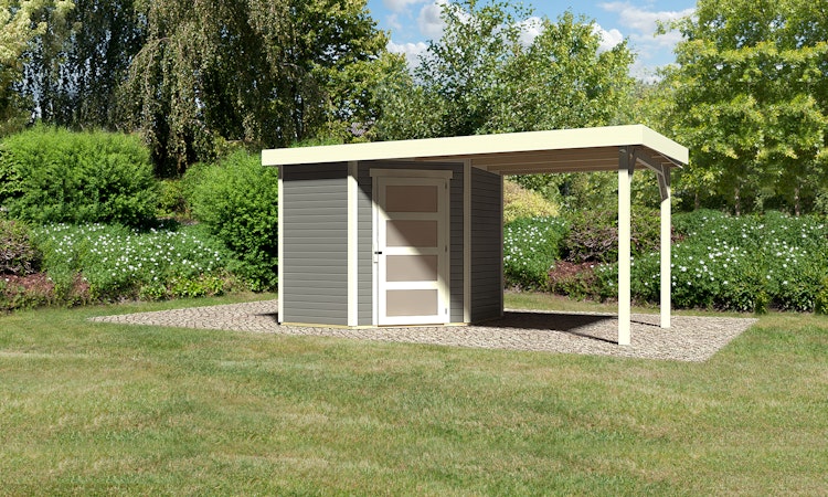 Karibu Woodfeeling Gartenhaus Schwandorf 3/5 inkl. 240 cm Schleppdach - 19 mm