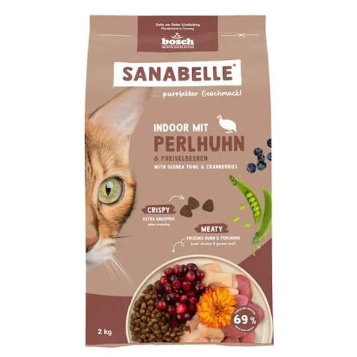 Sanabelle Indoor mit Perlhuhn Katzentrockenfutter