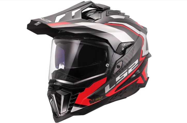 LS2 Endurohelm MX701 Explorer Carbon L Rot / Schwarz Frontier II