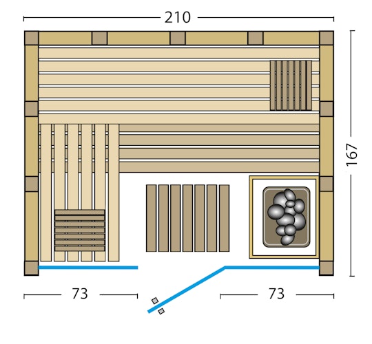 Infraworld Solido Glas 167 - 40 mm Massivholzsauna inkl. 5-teiligem gratis Zubehörset