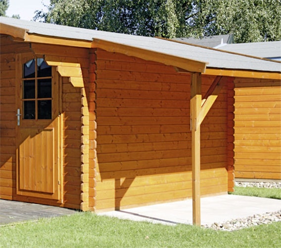 Wolff Finnhaus Schleppdach A für Blockbohlenhäuser mit Satteldach