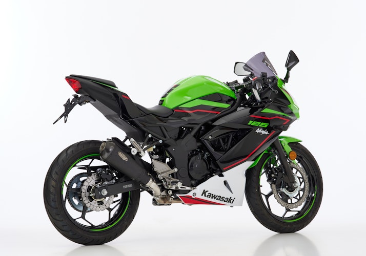 SHARK SLIP-ON Edelstahl beschichtet/Carbon schwarz-matt DSX-7 für KAWASAKI Ninja 125,Z125 EURO4 EURO5 