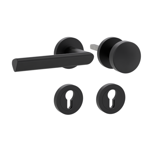 Griffwerk Wechselgarnitur TRI 134 Schraubtechnik GK3 Rosetten rund Knopf R2 Graphitschwarz L