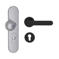 Griffwerk TITANO Kombi SB_882 ES1 (S2) -Edelstahl matt Kombi-Schutzbeschlag -Knopf/Drücker -mit Griff AVUS -GSC -rund -R -ZA, 72mm -TS 38-50