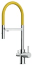Vorschaubild 3 Wege Wasserhahn Küchenarmatur, FL, mit 360° schwenkbarem Auslauf, abnehmbare 2 strahl Handbrause, Verchromt / Gelb