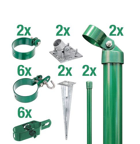 Alberts® Maschendraht Zaunanschluss-Set zweiseitig mit Bodenhülse für Pfosten  Ø 60 mm