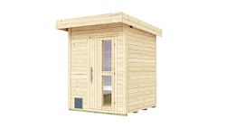 Weka Saunahaus Naantali mit Flachdach - 38 mm Blockbohlen Sparset 1+2 mit Saunaofen Ohne Ofeninkl. gratis Sauna-Set im Wert von 70,99 €