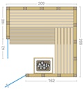Infraworld Sauna Solido Complete 209 Ecke - 40 mm Massivholzsauna inkl. 5-teiligem gratis Zubehörset