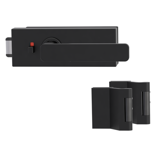 Griffwerk PURISTO S -Graphitschwarz Ganzglastürbeschlagset -3-teiliger Bandsatz -mit Griff DESM MINIMAL MODERN -GSC -smart2lock