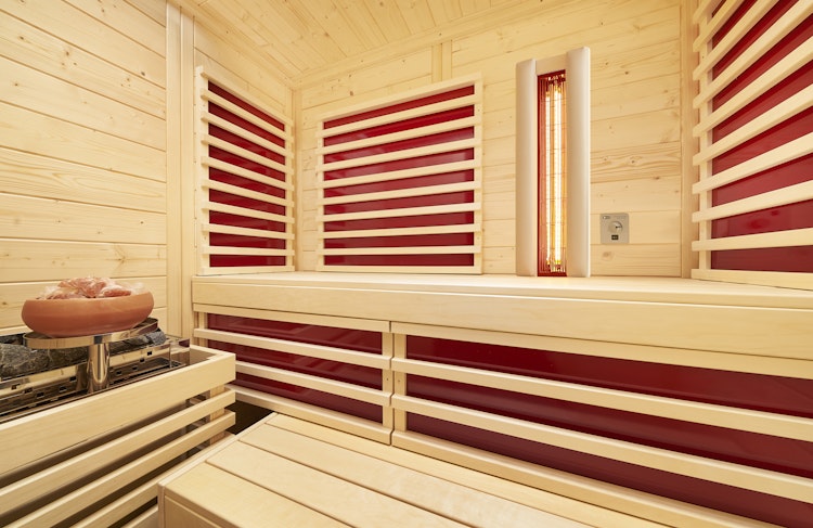 Infraworld Sauna Vitalis 184 Complete - 40 mm Massivholzsauna inkl. 5-teiligem gratis Zubehörset