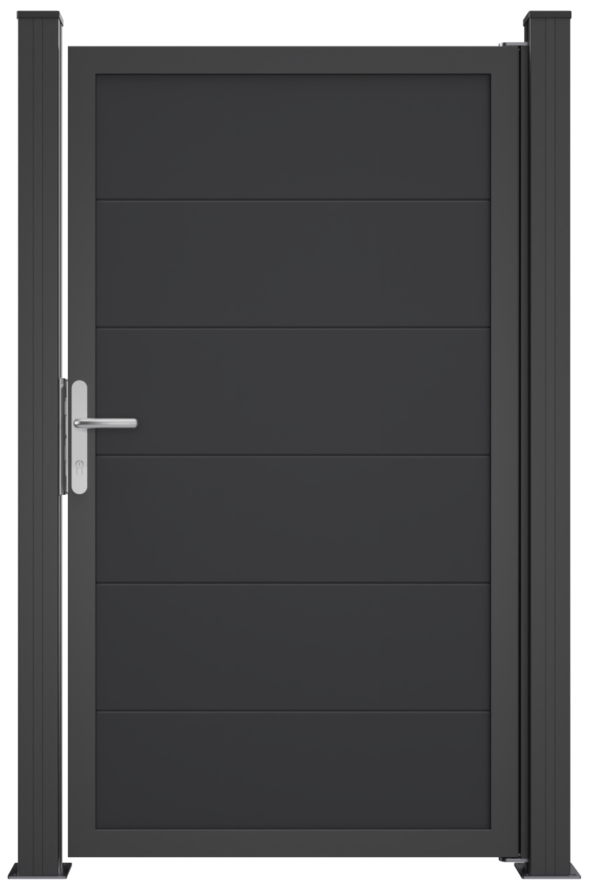 GroJa BasicLine Nova  Monument Oak Tor 1-flg. 100 x 180 cm Alu-Rahmen DB 703, Uni.-DIN