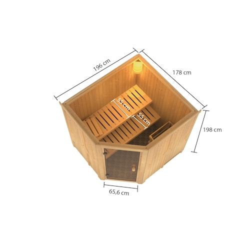 Karibu Woodfeeling Sauna Bodo - 68 mm Aktionssauna inkl. gratis Sauna-Zubehörset im Wert von 234,94 €