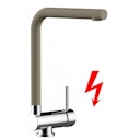 Vorschaubild NIEDERDRUCK Wasserhahn Vorfenster Küchenarmatur, Umklappbar 6 CM, mit 360° schwenkbarem L-Auslauf, Verchromt / Taubengrau