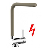 NIEDERDRUCK Wasserhahn Vorfenster Küchenarmatur, Umklappbar 6 CM, mit 360° schwenkbarem L-Auslauf, Verchromt / Taubengrau