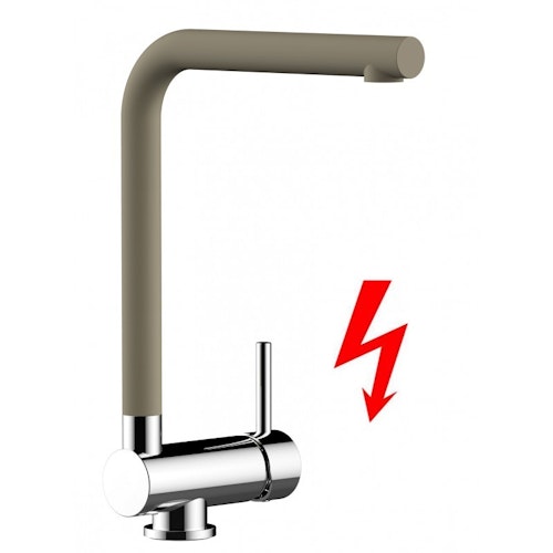 NIEDERDRUCK Wasserhahn Vorfenster Küchenarmatur, Umklappbar 6 CM, mit 360° schwenkbarem L-Auslauf, Verchromt / Taubengrau